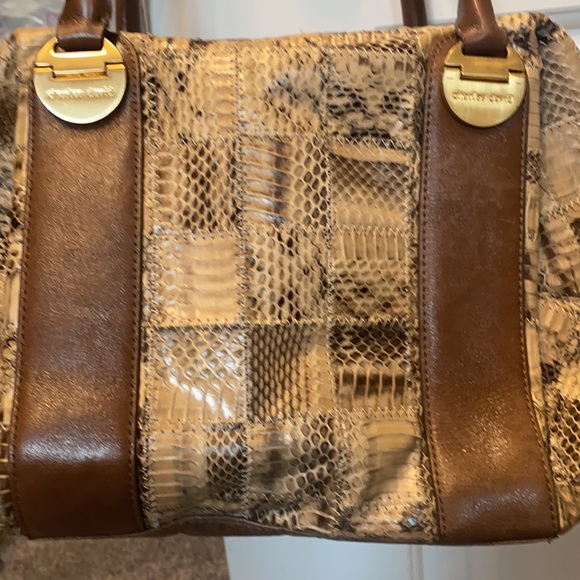 Charles David Snake skin bowling handbag - Picture 2 of 5